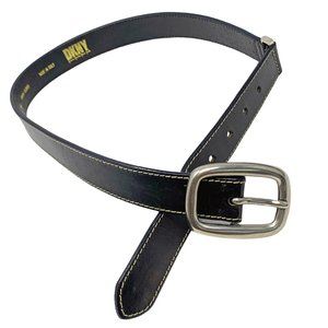 DKNY Donna Karan NY Black‎ Leather with Blue Trim Belt Made in Italy